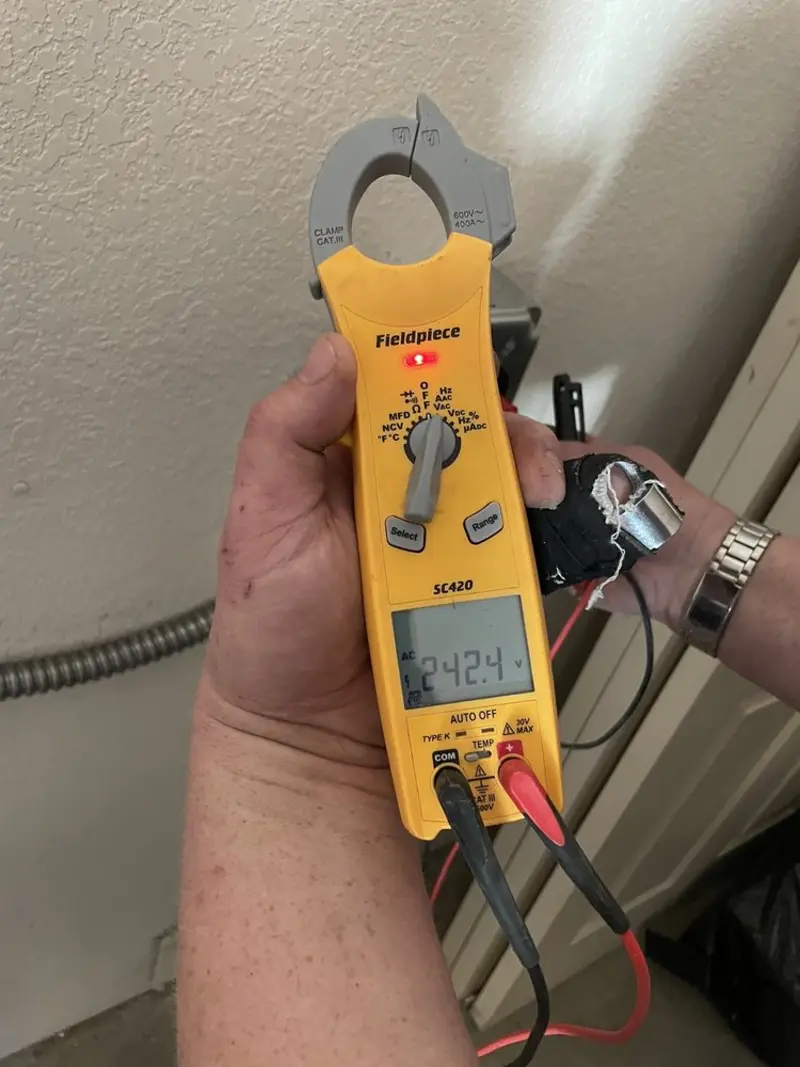 Voltage testing with clamp meter during Generator Installation in Clearlake